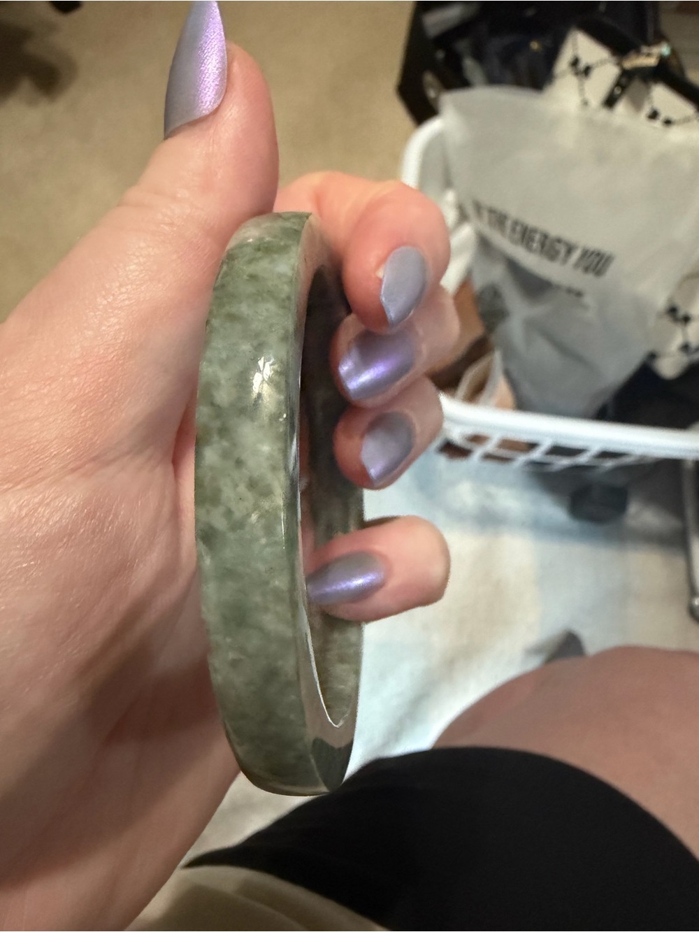 Natural Green Jade Bangle Bracelet - Women Jewelry size 60